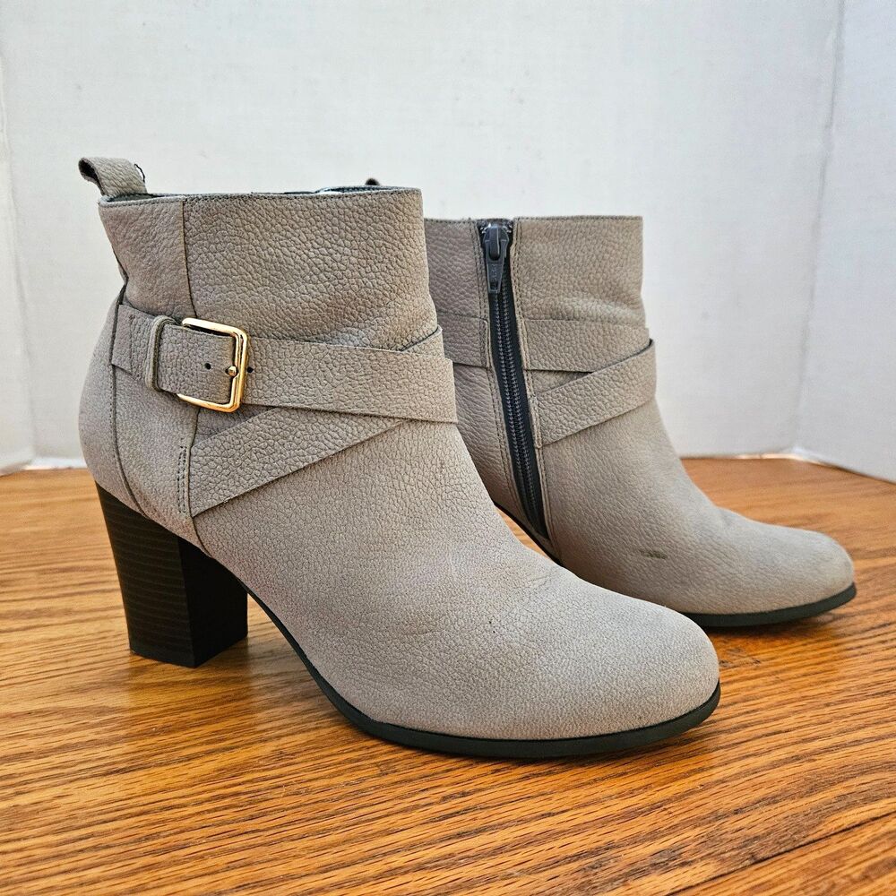 Cole Haan Grand OS Signature Ankle Booties Womens 7B Buckle Side Zip 2" Heel